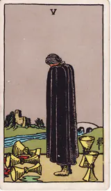 Пятёрка Кубков (Five of Cups) — карта Таро колоды Уэйта-Смит