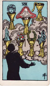 Семёрка Кубков (Seven of Cups) — карта Таро колоды Уэйта-Смит