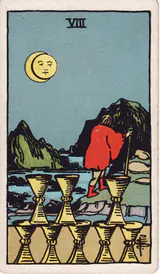 Восьмёрка Кубков (Eight of Cups) — карта Таро колоды Уэйта-Смит