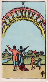 Десятка Кубков (Ten of Cups) — карта Таро колоды Уэйта-Смит