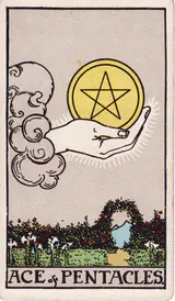 Туз Пентаклей (Ace of Pentacles) — карта Таро колоды Уэйта-Смит
