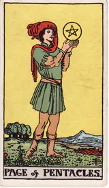Паж Пентаклей (Page of Pentacles) — карта Таро колоды Уэйта-Смит