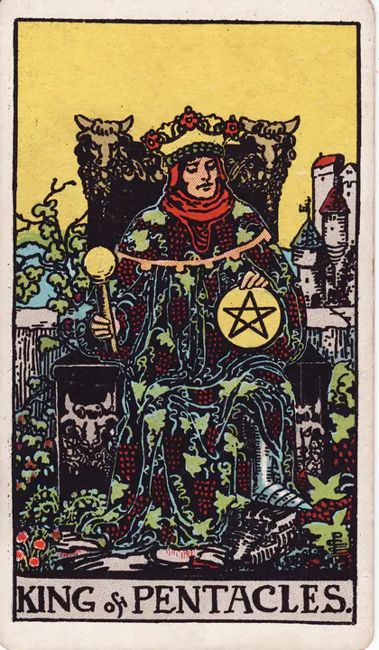 Король Пентаклей (King of Pentacles) — карта Таро колоды Уэйта-Смит