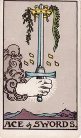 Туз Мечей (Ace of Swords) — карта Таро колоды Уэйта-Смит