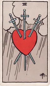 Тройка Мечей (Three of Swords) — карта Таро колоды Уэйта-Смит