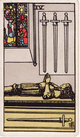 Четвёрка Мечей (Four of Swords) — карта Таро колоды Уэйта-Смит