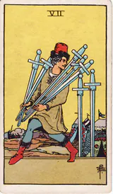 Семёрка Мечей (Seven of Swords) — карта Таро колоды Уэйта-Смит