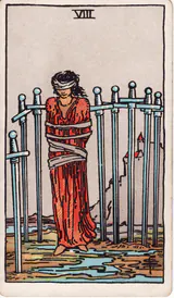 Восьмёрка Мечей (Eight of Swords) — карта Таро колоды Уэйта-Смит