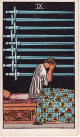 Девятка Мечей (Nine of Swords) — карта Таро колоды Уэйта-Смит