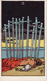 Десятка Мечей (Ten of Swords) — карта Таро колоды Уэйта-Смит