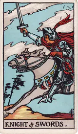 Рыцарь Мечей (Knight of Swords) — карта Таро колоды Уэйта-Смит