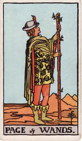 Паж Жезлов (Page of Wands) — карта Таро колоды Уэйта-Смит