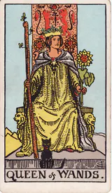 Королева Жезлов (Queen of Wands) — карта Таро колоды Уэйта-Смит