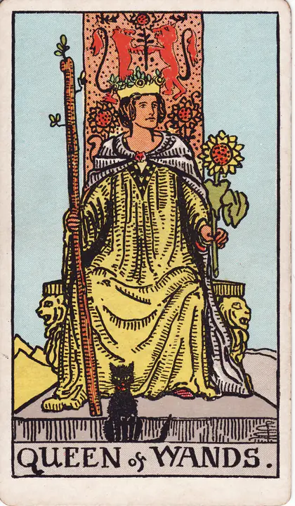 Королева Жезлов (Queen of Wands) — карта Таро колоды Уэйта-Смит