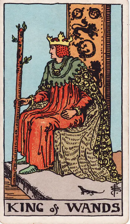Король Жезлов (King of Wands) — карта Таро колоды Уэйта-Смит